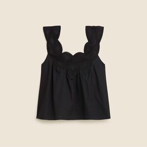 J.Crew Black Scalloped Eyelet Cropped Tank Top